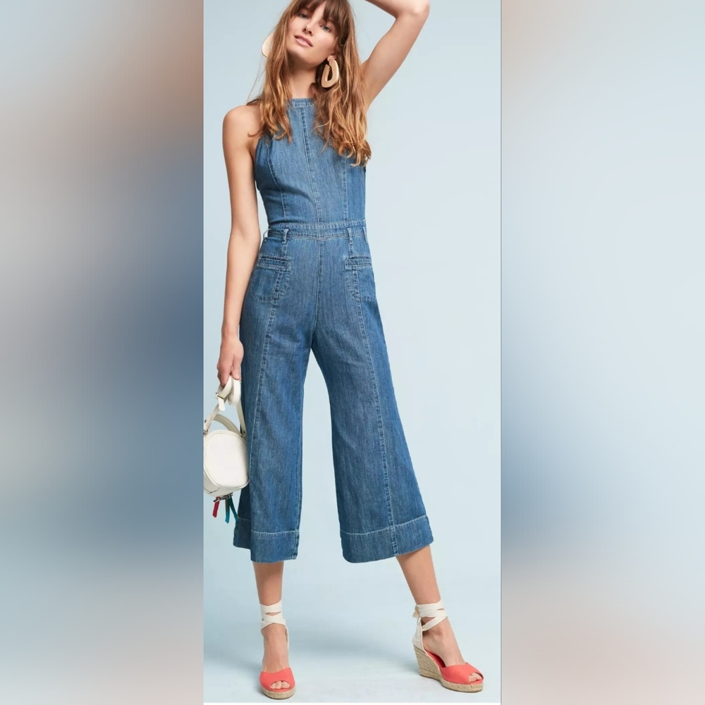 Pilcro and the Letterpress Anthropologie Denim Femme Overall Sz 8